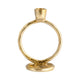 Louv Round Ring Accent Candle Holder | Tapered Design | Gold Metal 6"