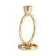 Louv Round Ring Accent Candle Holder | Tapered Design | Gold Metal 6"