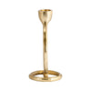 Louv Round Ring Accent Candle Holder | Tapered Design | Gold Metal 6"