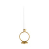 Louv Round Ring Accent Candle Holder | Tapered Design | Gold Metal 6"