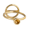 Louv Round Ring Accent Candle Holder | Tapered Design | Gold Metal 6"