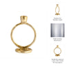 Louv Round Ring Accent Candle Holder | Tapered Design | Gold Metal 6"