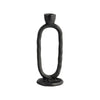 Taper Candle Holder | Open Oval Design | Industrial Style | Black Metal 8"