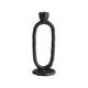 Taper Candle Holder | Open Oval Design | Industrial Style | Black Metal 8"