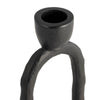 Taper Candle Holder | Open Oval Design | Industrial Style | Black Metal 8"