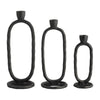 Taper Candle Holder | Open Oval Design | Industrial Style | Black Metal 8"