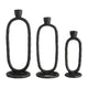 Taper Candle Holder | Open Oval Design | Industrial Style | Black Metal 8"