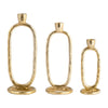 Louv Oval Candle Holder | Ring Shaped Tapered Design | 8" Gold Aluminum
