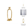 Louv Oval Candle Holder | Ring Shaped Tapered Design | 8" Gold Aluminum