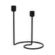 Modern Style Dual Taper Candle Holder | Swirled Base Black Iron | 8"