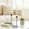 Modern Style Dual Taper Candle Holder | Swirled Base Black Iron | 8"