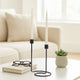 Modern Style Dual Taper Candle Holder | Swirled Base Black Iron | 8"