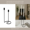 Modern Style Dual Taper Candle Holder | Swirled Base Black Iron | 8"