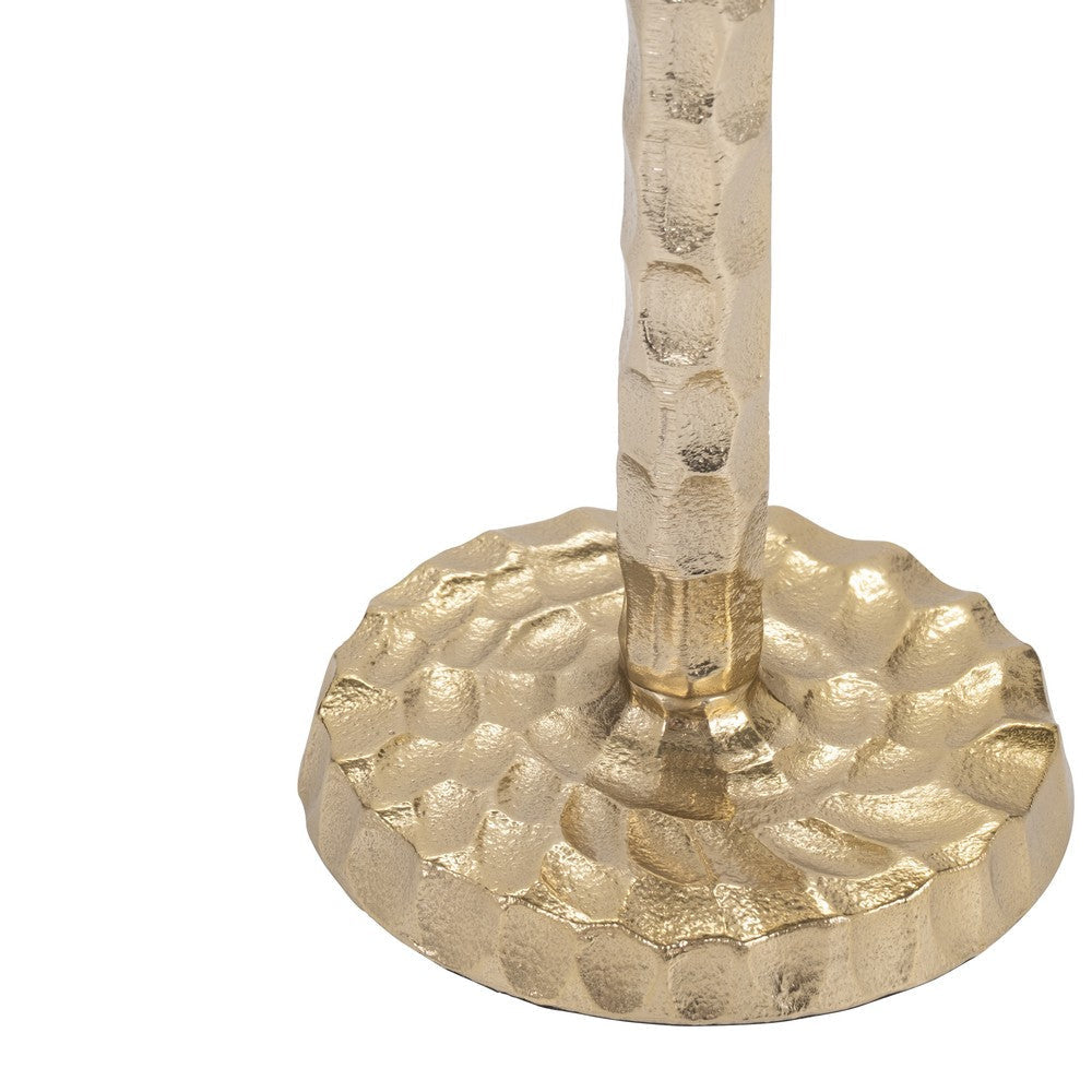 Decorative Tall Taper Candle Holder | Hammered Design | 15’’ | Gold Metal SBH-18201-03