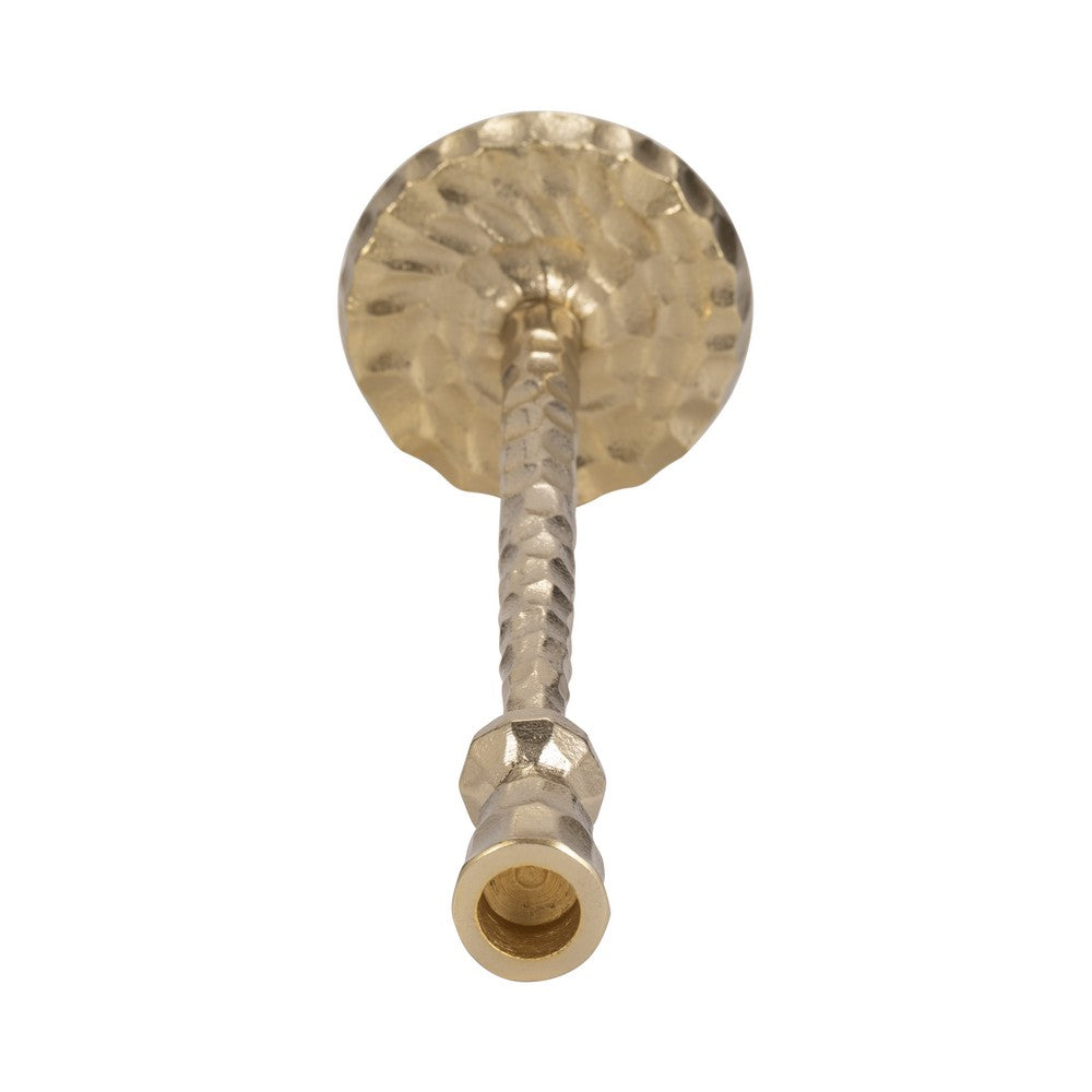 Decorative Tall Taper Candle Holder | Hammered Design | 15" | Gold Metal