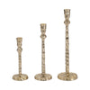 Decorative Tall Taper Candle Holder | Hammered Design | 15" | Gold Metal