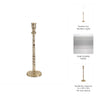 Decorative Tall Taper Candle Holder | Hammered Design | 15" | Gold Metal