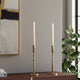Decorative Tall Taper Candle Holder | Hammered Design | 15" | Gold Metal