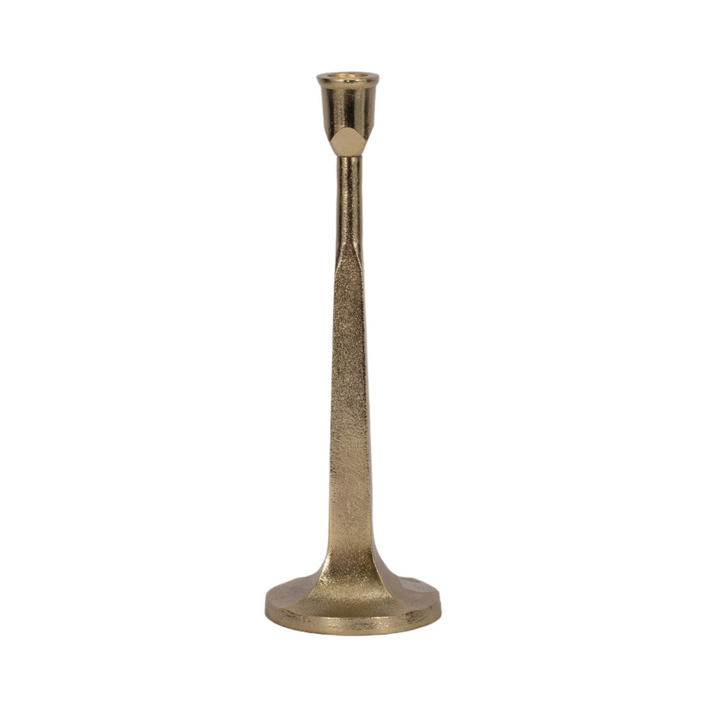 Decorative Taper Candle Holder | 13" Gold Finish Forged Metal