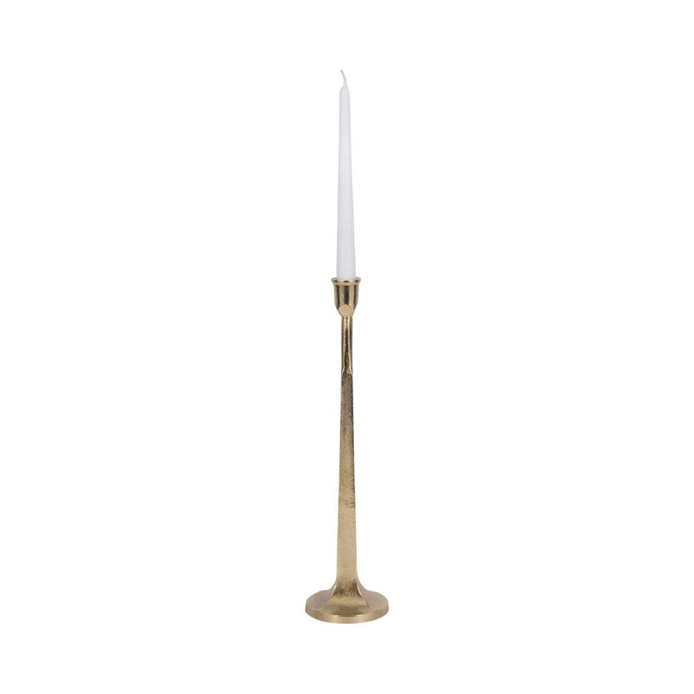17’’ Tall Decorative Taper Candle Holder | Squared Base | Gold Metal SBH-18202-02