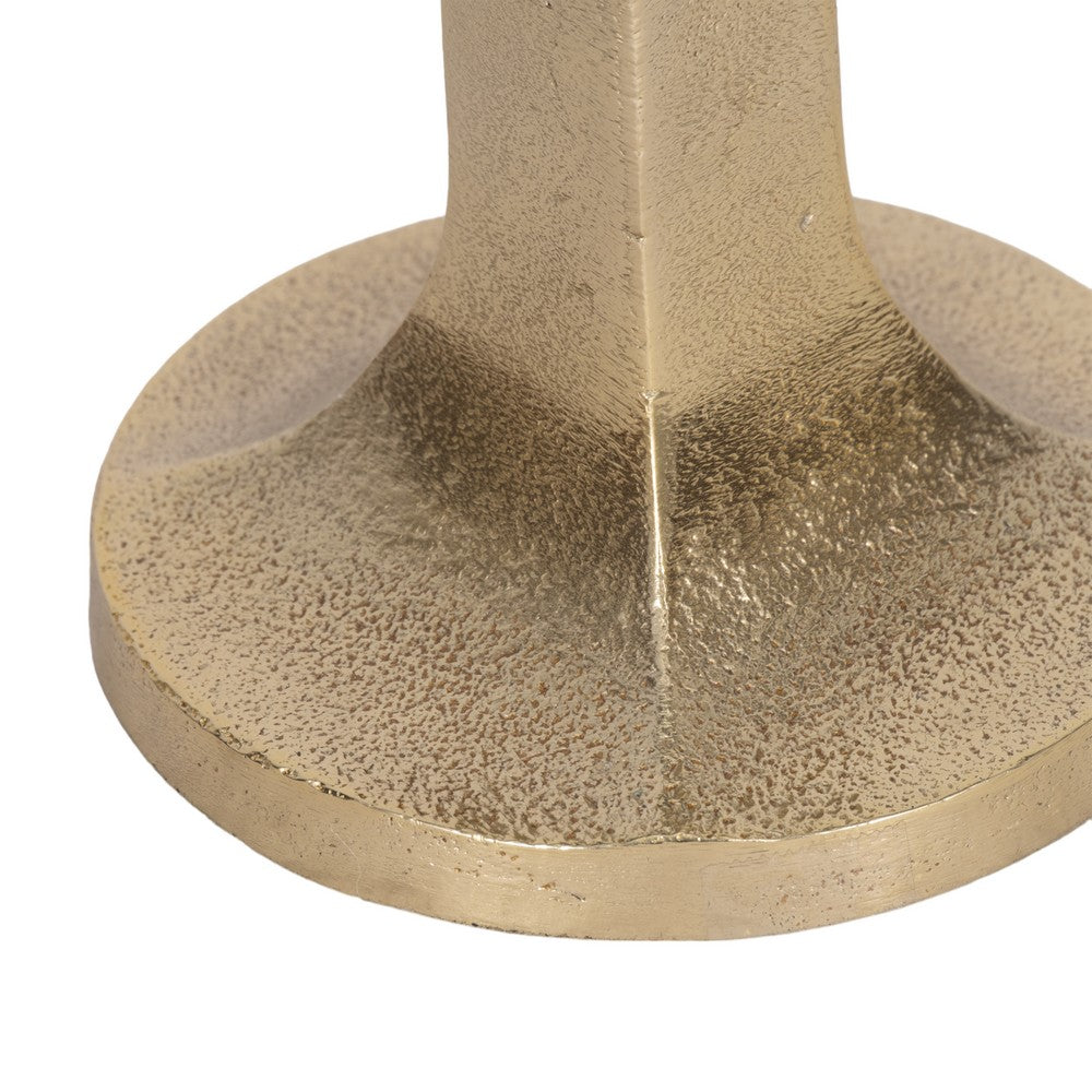 17" Tall Decorative Taper Candle Holder | Squared Base | Gold Metal