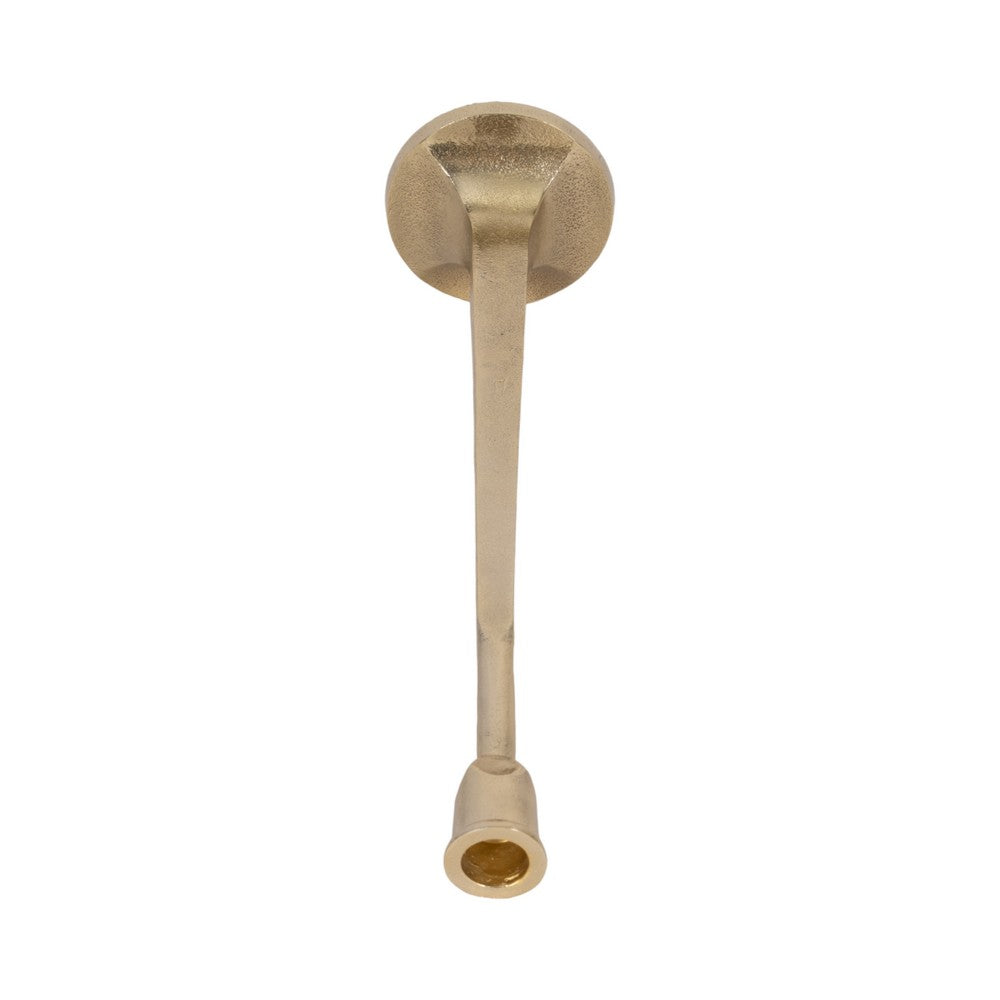 17" Tall Decorative Taper Candle Holder | Squared Base | Gold Metal