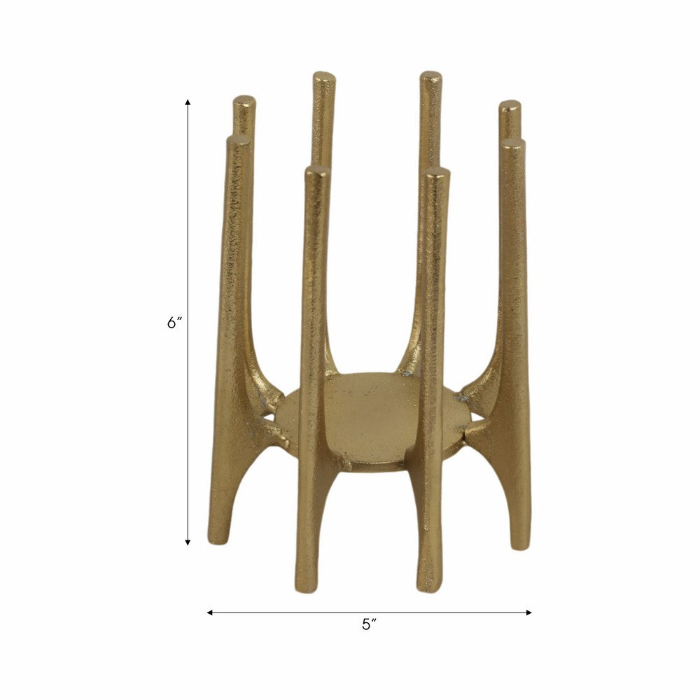 Vance Decorative Candle Holder with Angled Post Legs | 6" Gold Aluminum