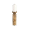 11" Candle Holder | Wood Pillar Design w Acrylic Base | Brown