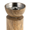 11" Candle Holder | Wood Pillar Design w Acrylic Base | Brown
