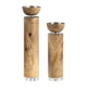 11" Candle Holder | Wood Pillar Design w Acrylic Base | Brown