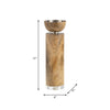 11" Candle Holder | Wood Pillar Design w Acrylic Base | Brown