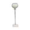 Kaio Votive Candle Holder | Silver Stem Sage Glass | White Marble | 17"