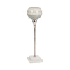 Kaio Votive Candle Holder | Silver Stem Sage Glass | White Marble | 17"