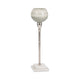 Kaio Votive Candle Holder | Silver Stem Sage Glass | White Marble | 17"