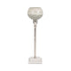 Kaio Votive Candle Holder | Silver Stem Sage Glass | White Marble | 17"