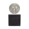 Kaio Votive Candle Holder | Silver Stem Sage Glass | White Marble | 17"