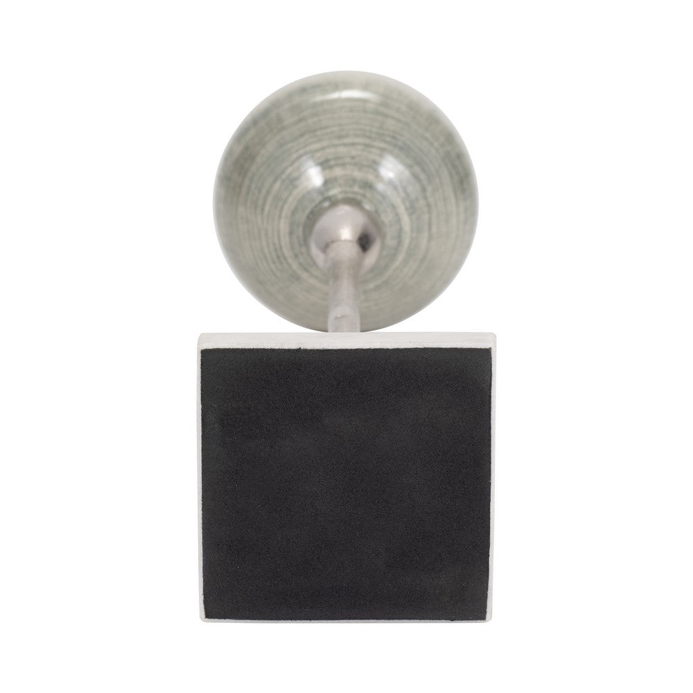 Kaio Votive Candle Holder | Silver Stem Sage Glass | White Marble | 17"
