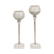 Kaio Votive Candle Holder | Silver Stem Sage Glass | White Marble | 17"