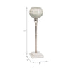 Kaio Votive Candle Holder | Silver Stem Sage Glass | White Marble | 17"