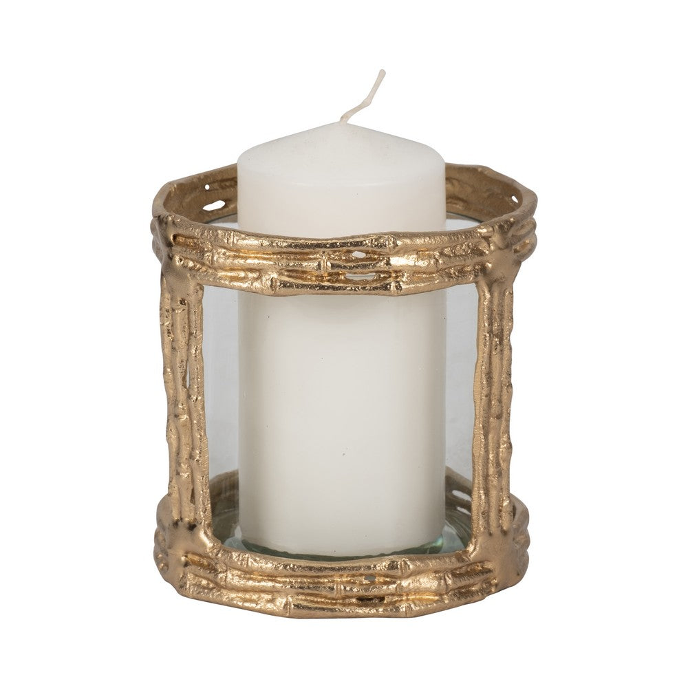 Vintage Style Hurricane Candle Holder | Glass Cylinder | 6" Metal Frame