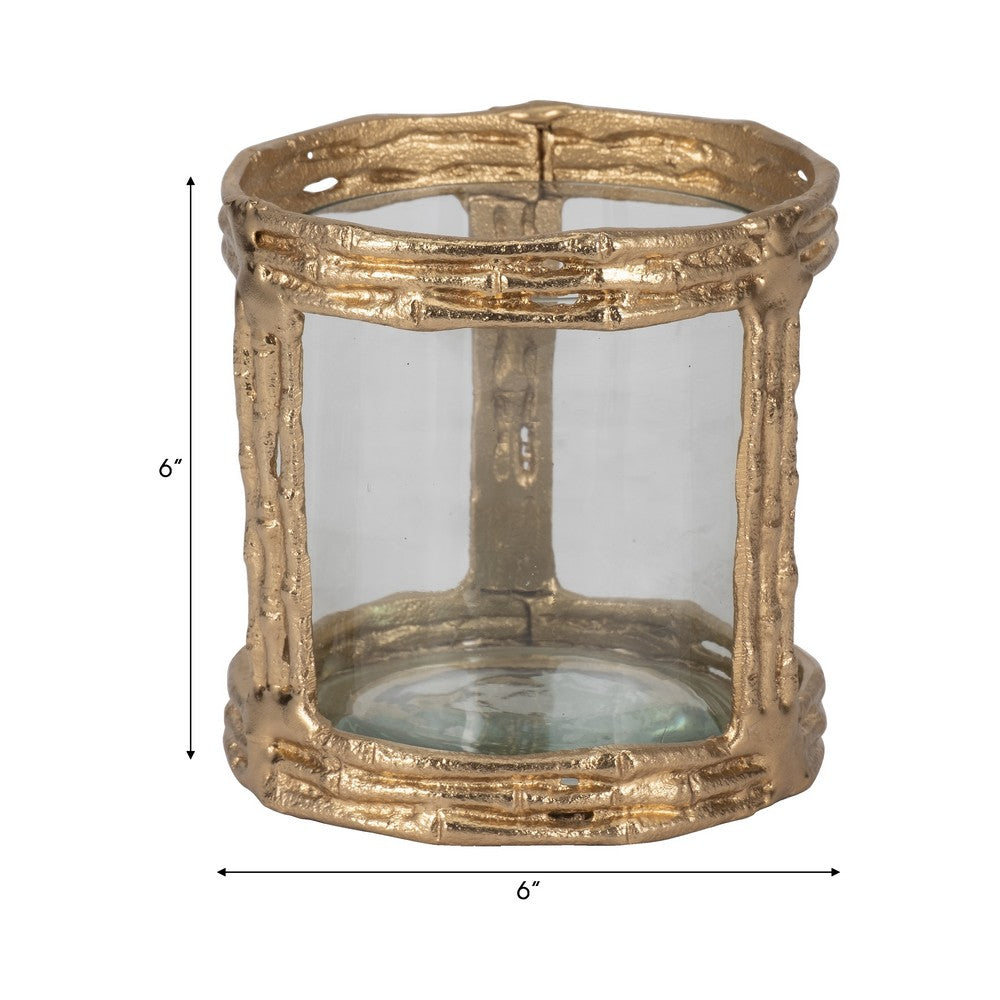 Vintage Style Hurricane Candle Holder | Glass Cylinder | 6" Metal Frame