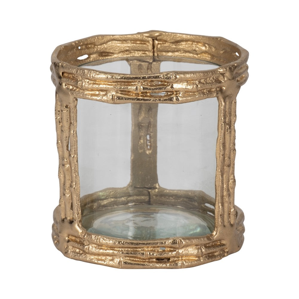 Vintage Style Hurricane Candle Holder | Glass Cylinder | 6" Metal Frame