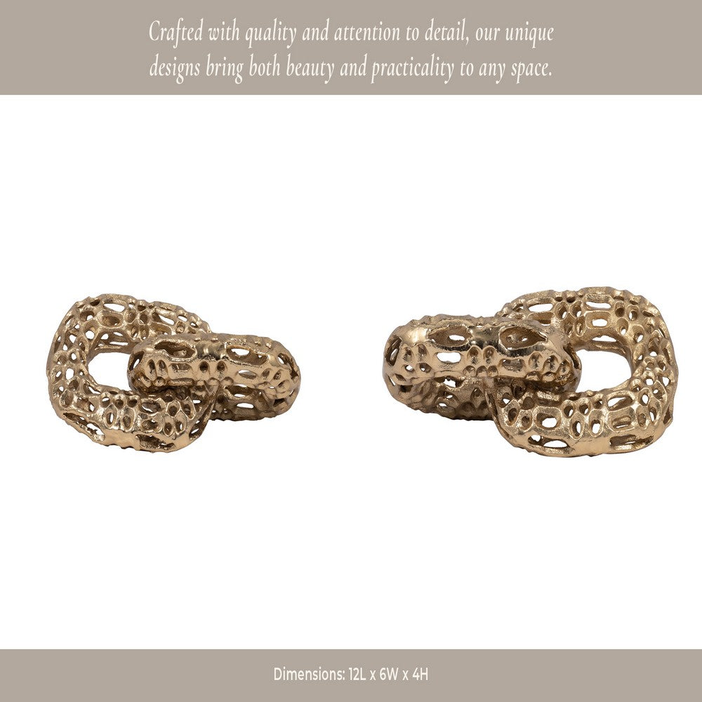Xoro 2 Linked Chain Decorative Accent | Intricate Gold Aluminum 12"
