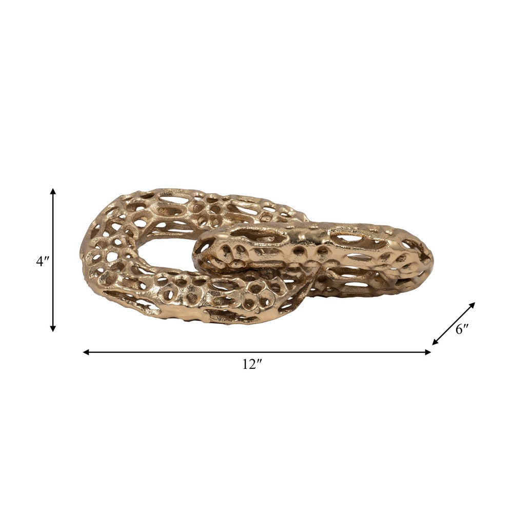 Xoro 2 Linked Chain Decorative Accent | Intricate Gold Aluminum 12"