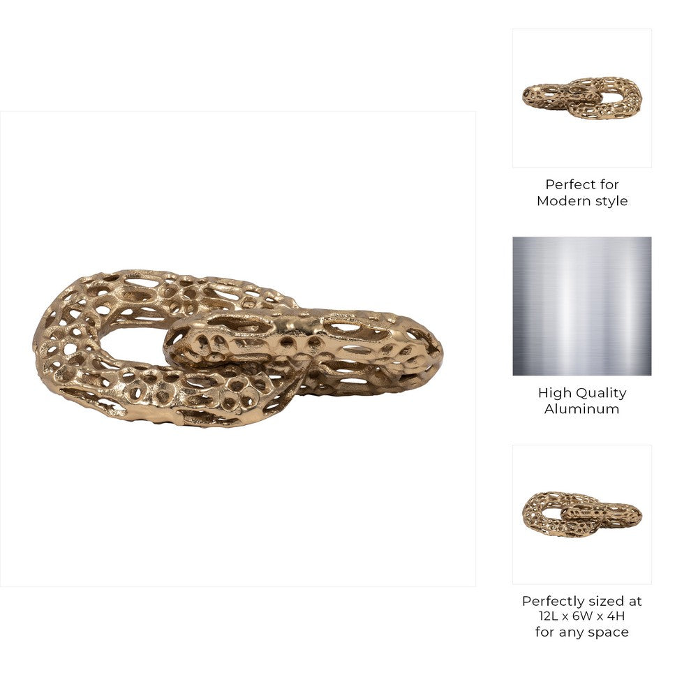 Xoro 2 Linked Chain Decorative Accent | Intricate Gold Aluminum 12"