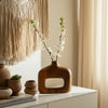 Kenzie Decorative Vase | Open Cut-Out Design | Brown Mango Wood 8"