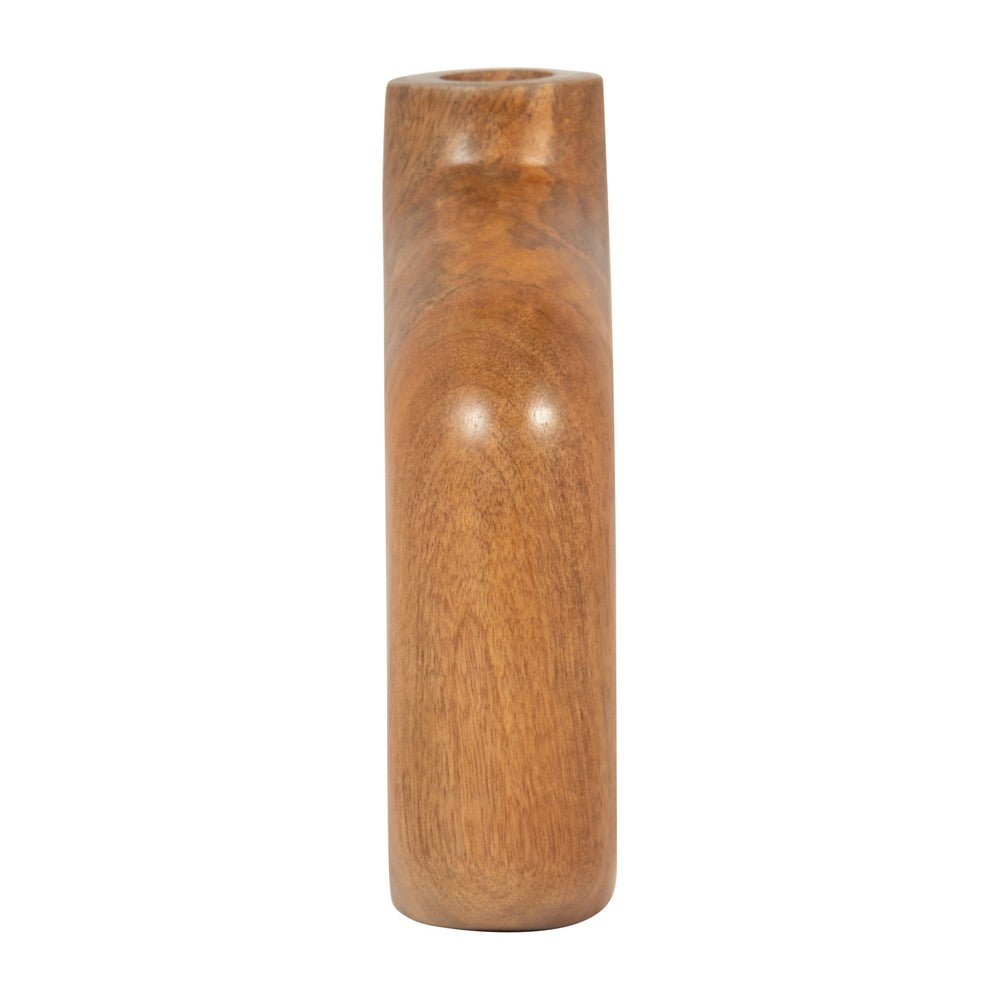 Kenzie Decorative Vase | Open Cut-Out Design | Brown Mango Wood 8"
