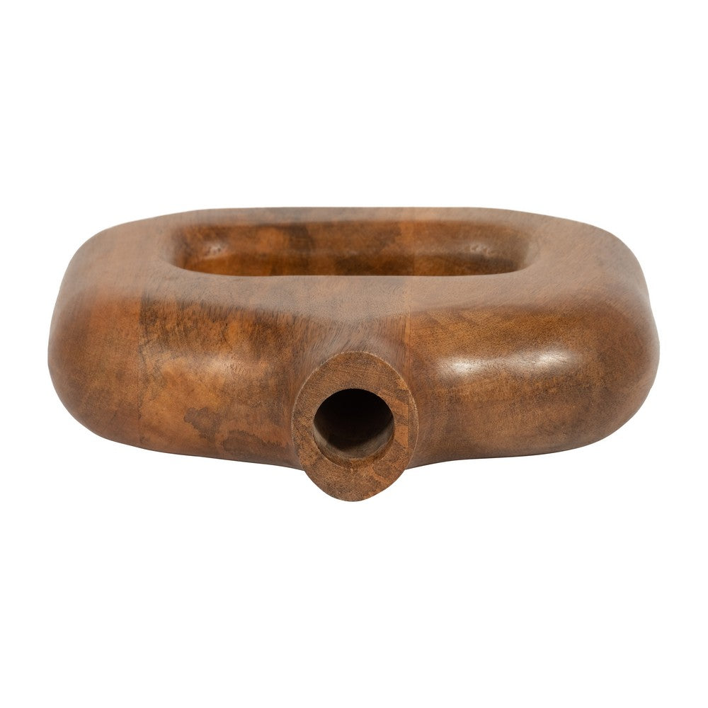 Kenzie Decorative Vase | Open Cut-Out Design | Brown Mango Wood 8"