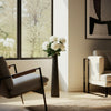 Floor Vase | Sculptural Shape | Ribbed Texture | 35" Black Aluminum