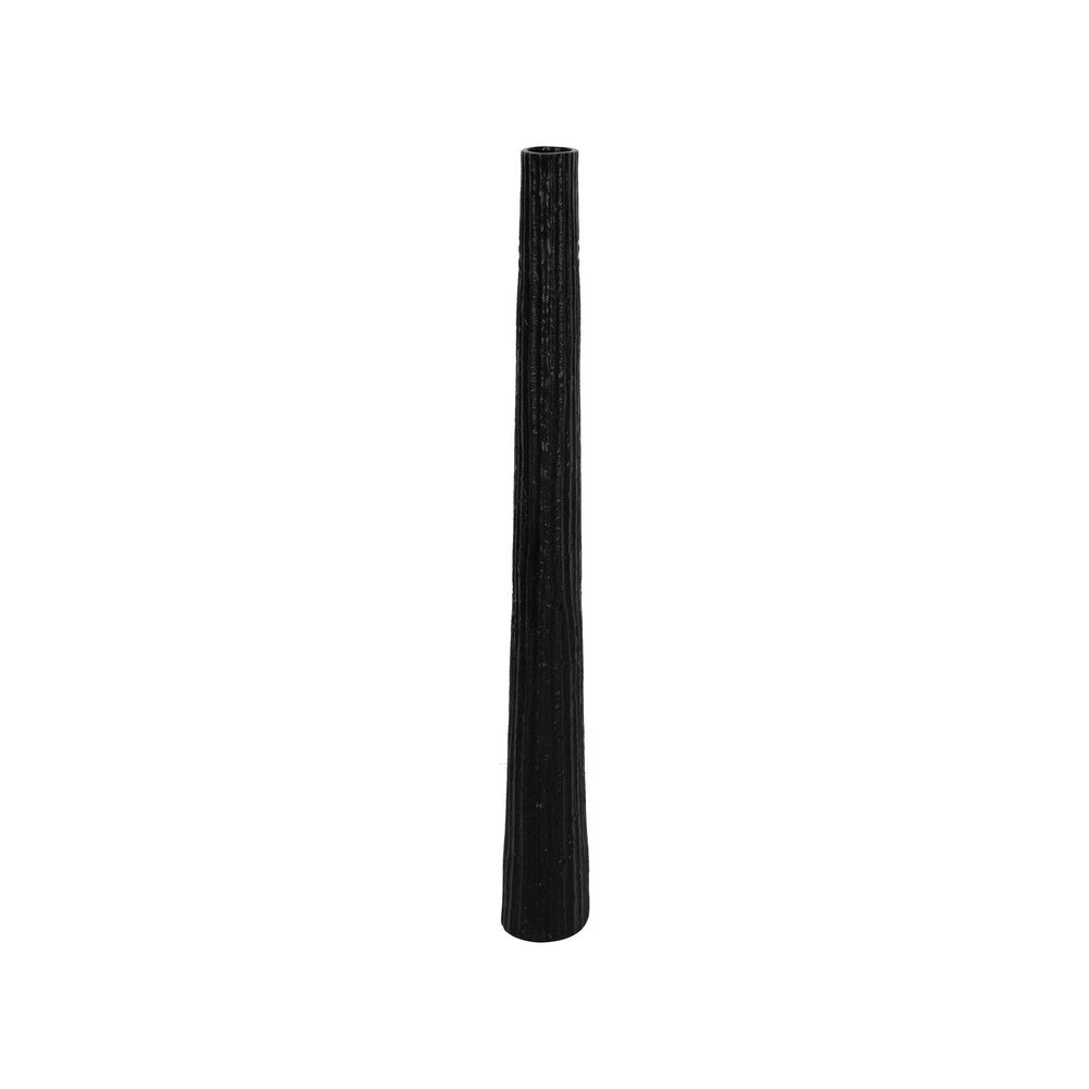 Floor Vase | Sculptural Shape | Ribbed Texture | 35" Black Aluminum
